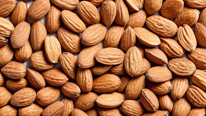 Canvas Print - pile almonds isolated on white background