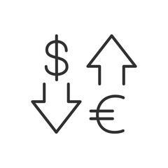 Wall Mural - Money exchange, linear icon. Dollar and euro. Line with editable stroke