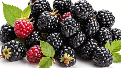 Wall Mural - fresh pile blackberry with leaf