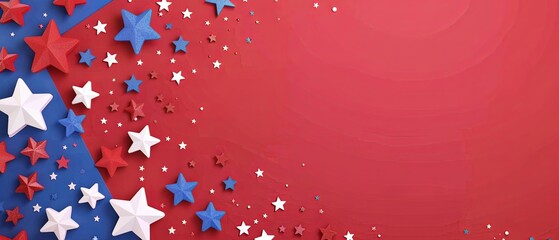 Patriotic background featuring red, white, and blue star decorations perfect for celebrations like Independence Day and Memorial Day.