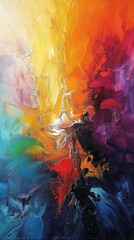 Poster - Bright colored abstract painting about freedom. Generative AI.