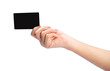 © Nuttima - Female hand hold black card isolated on white background, clipping path.