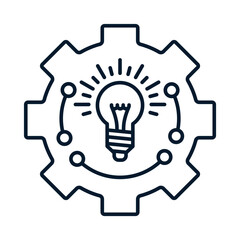 Wall Mural - lamp, gear, microcircuit. concept of innovation in electronic technologies. vector linear icon isola
