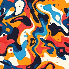 Sticker - Abstract colorful seamless pattern with flowing curve twirl shapes colorful fluid vivid vibrant.