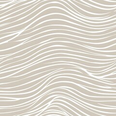 Sticker - Abstract wavy lines pattern in beige and white.