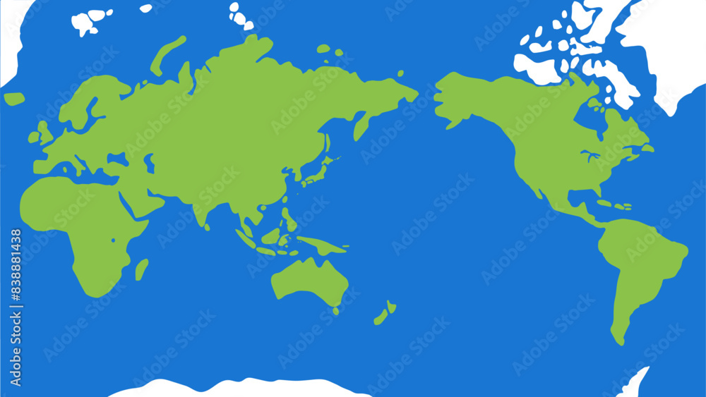 ややデフォルメした世界地図 16：9画角サイズ の Stock ベクター