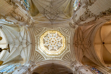 Sticker - view of the ornate ceiling and cupola of the Constable Chapel in the historic Burgos Cathedral