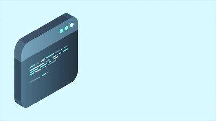 Wall Mural - source code isometric animation. abstract programming language and program code on a screen. motion 