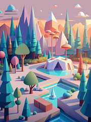 Wall Mural - Futuristic Geodesic Dome Home in a Stylized Forest Landscape