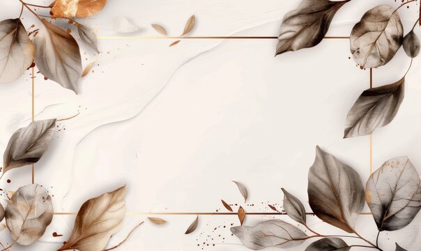 Abstract leaves on white background, golden colored
