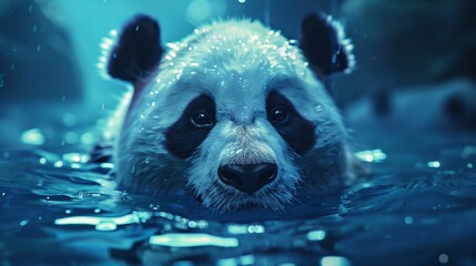 Sticker - a panda bear in the water