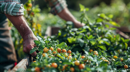 Wall Mural - Ingredients for natural skincare being harvested at the farm. Generative AI.