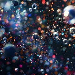 Wall Mural - Flying particles and sprinkles background, exploding confetti, shiny shimmering carnival, glittering dust bokeh