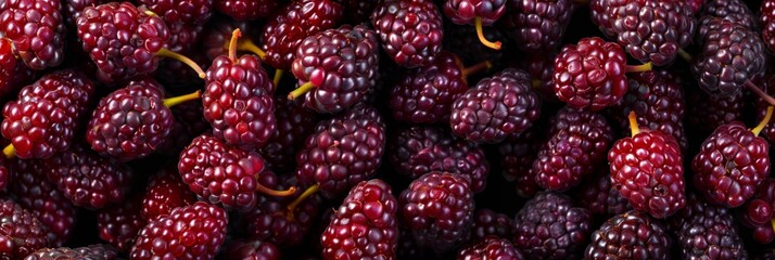 Morus texture background, mulberries fruits pattern, many mul berries mockup, berries banner, black berry