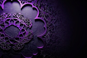 Wall Mural - beautiful black and purple desktop wallpaper background by islamic elegant ornament with soft light  