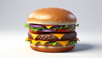 Sticker - Burger isolated on white background