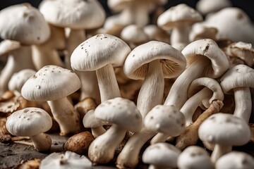 Wall Mural - A bunch of white mushrooms are piled on top of each other