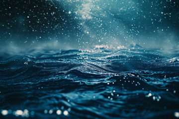 Wall Mural - background - night over storm ocean with starry fantasy sky