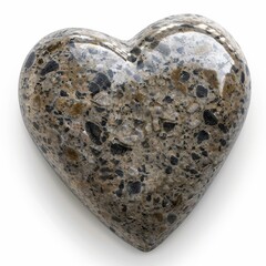 Wall Mural - Stone Heart, Polished Granite Heart, Pebble Love Symbol 3d Imitation, White Background