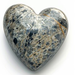 Wall Mural - Stone Heart, Polished Granite Heart, Pebble Love Symbol 3d Imitation, White Background