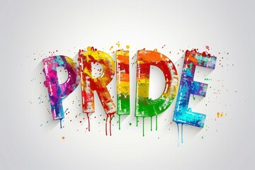 Wall Mural - rainbow pride illustration with dripping paint effect and vibrant colors on light blue background, c