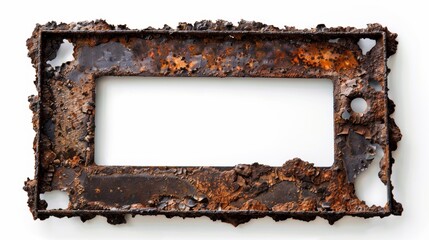 Wall Mural - rusty old metal frame on isolated white background, Material work concept for designer