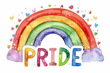 Wall Mural - rainbow pride illustration with dripping paint effect and vibrant colors on a white background, symb
