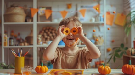 Sticker - The Child with Pumpkin Decor