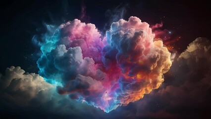 Wall Mural - stunning glowung colorful clouds whith heart shape
