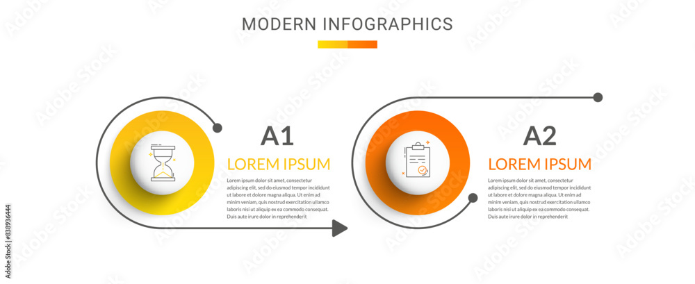 vector infographic timeline template with vertical... Vector timeline infographics template with two circles and options ...