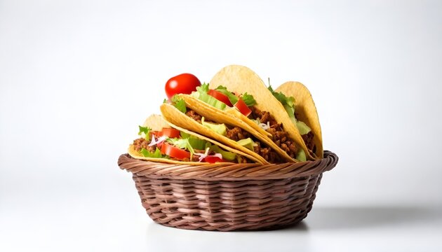 Tacos food isolated on white Background Generative Ai 