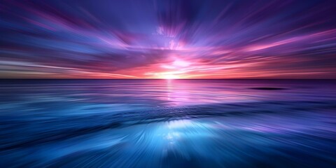 Wall Mural - Stunning digital art of tranquil ocean at sunrise with sky reflection. Concept Digital Art, Tranquil Ocean, Sunrise, Sky Reflection, Stunning Visuals