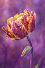 Wall Mural - A burgundy and yellow tulip