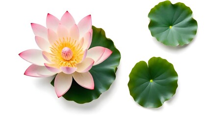 Wall Mural - Lotus flower isolated on white Background Generative Ai 