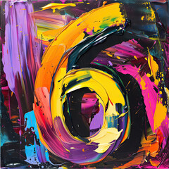 Wall Mural - A vibrant abstract painting of the number 