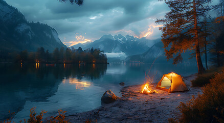 Wall Mural - morning in the mountains