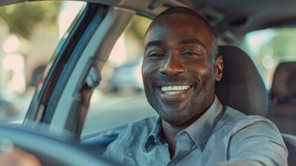 Poster - The smiling car driver