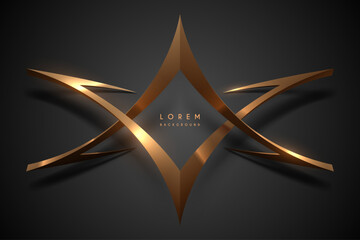Wall Mural - abstract golden geometric shapes on black background
