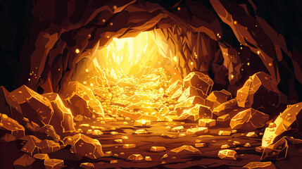 Underground gold mine background