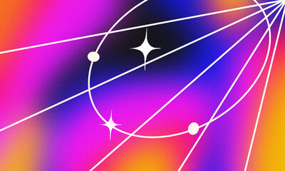 Wall Mural - gradient with noise effect. bright color gradient. with white geometry.