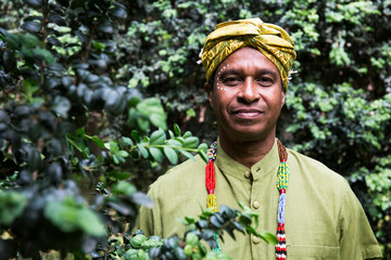 Wall Mural - Portrait of smiling man wearing traditional Brazilian clothing