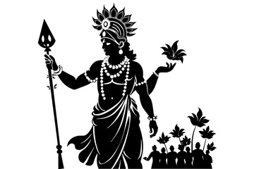 Wall Mural - Krishna Janmashtami silhouette vector illustration