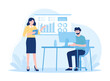 © Kinn Studio - Employees analyze stock market and financial charts concept flat illustration