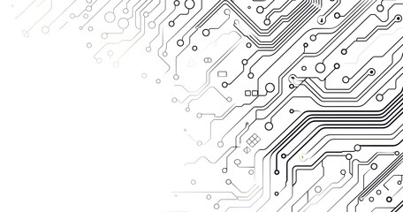 Abstract circuit board pattern background depicting technology and digital information in a minimalistic, flat design style
