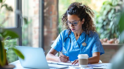 Poster - The Nurse at Work Desk