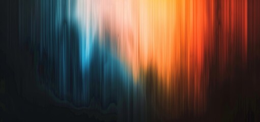 Fototapete - An abstract glowing color wave design with a black dark backdrop with noise texture on a gradient blue pink yellow background