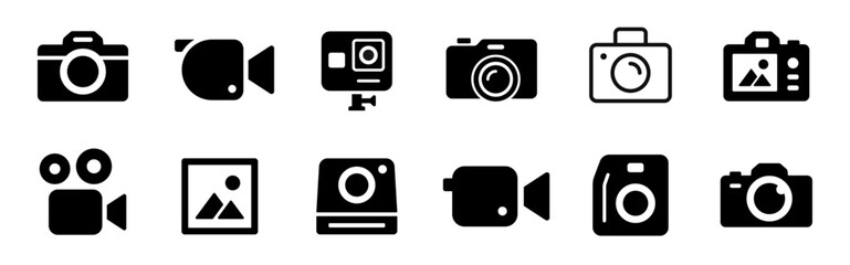 Poster - camera icon. photo and video camera symbol set. vector