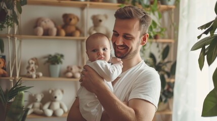 Wall Mural - The father holding baby