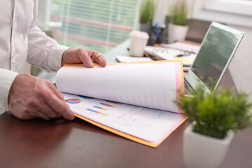 Wall Mural - Businessman opening folder