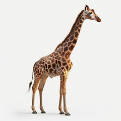 Wall Mural - a giraffe standing on white background